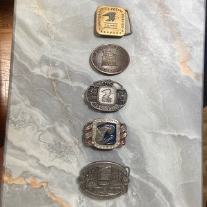 5 vintage letter carrier belt buckles